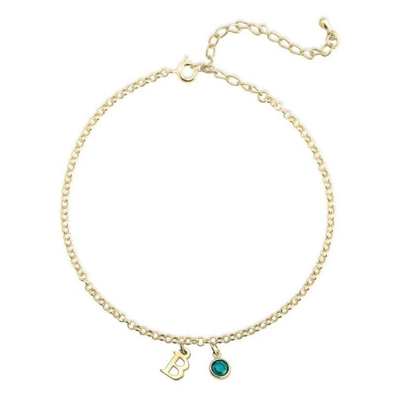 Sterling Silver Letter Birthstone Anklet For Women European And American Fashion & Trend Ornament