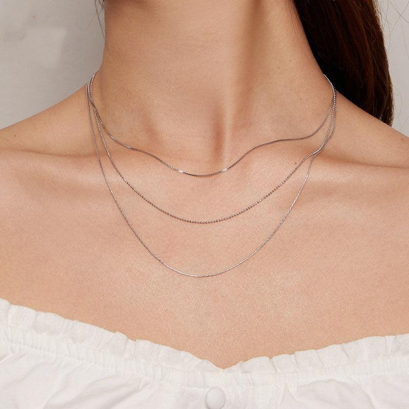 Women's Simple Sterling Silver All-match Three-layer Meticulous Necklace