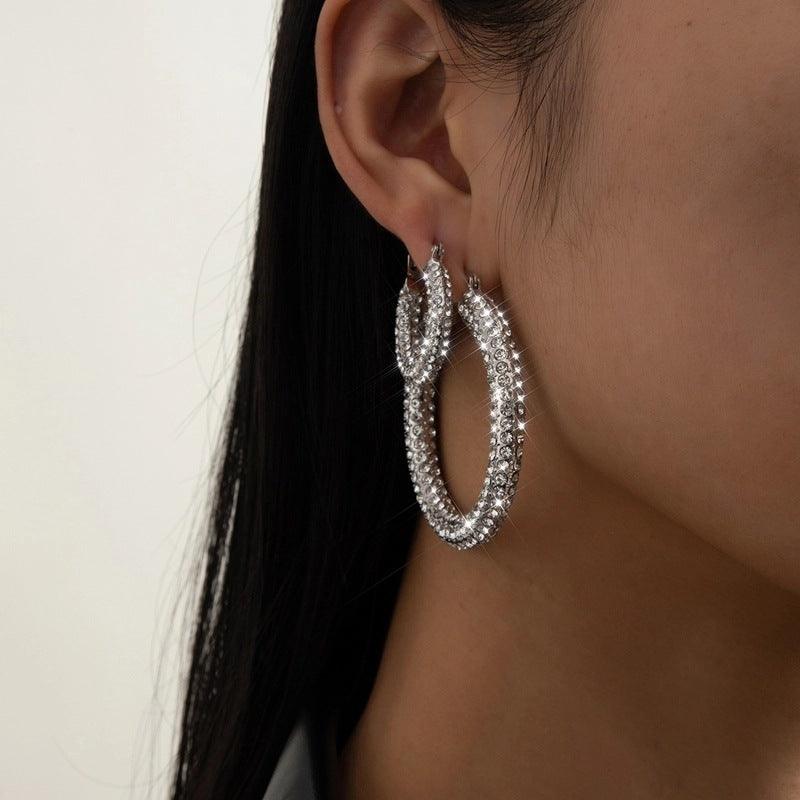 Earrings Femininity Full Of Zircon Hoop Earrings