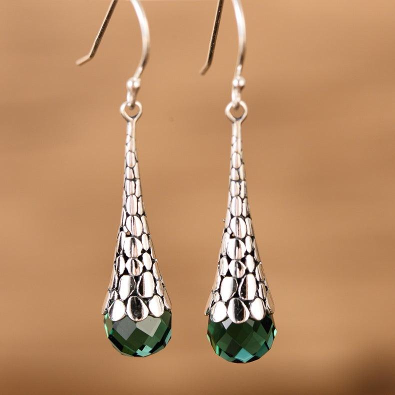 S925 Sterling Silver Drop Earrings With Retro Temperament