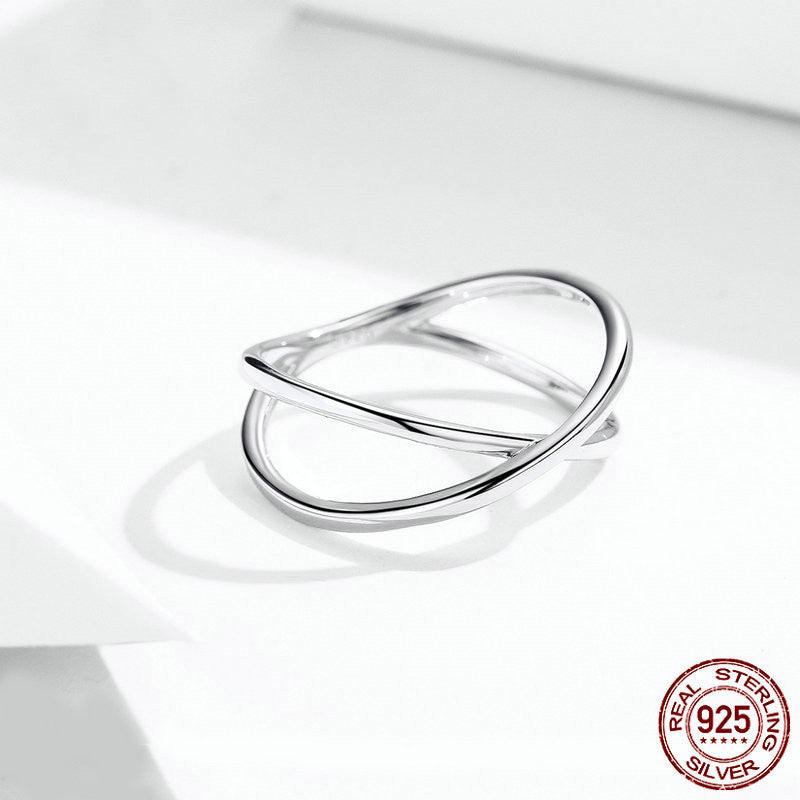 Cross ring sterling silver s925 platinum-plated silver ring