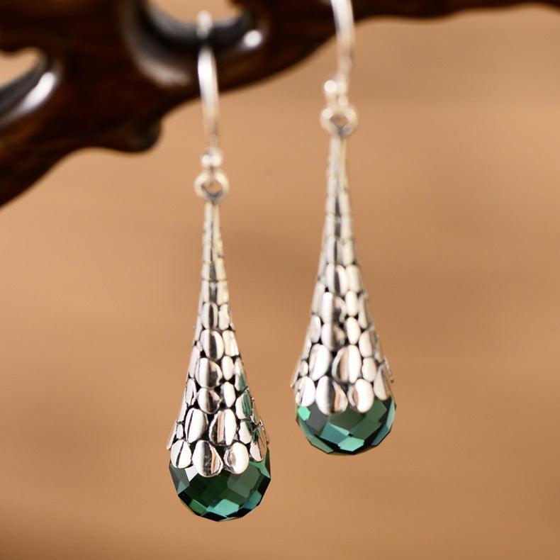 S925 Sterling Silver Drop Earrings With Retro Temperament