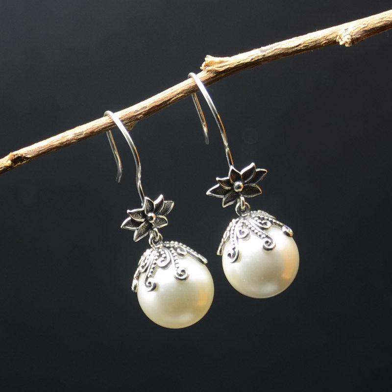 Temperament Handmade 925 Silver Pearl Earrings