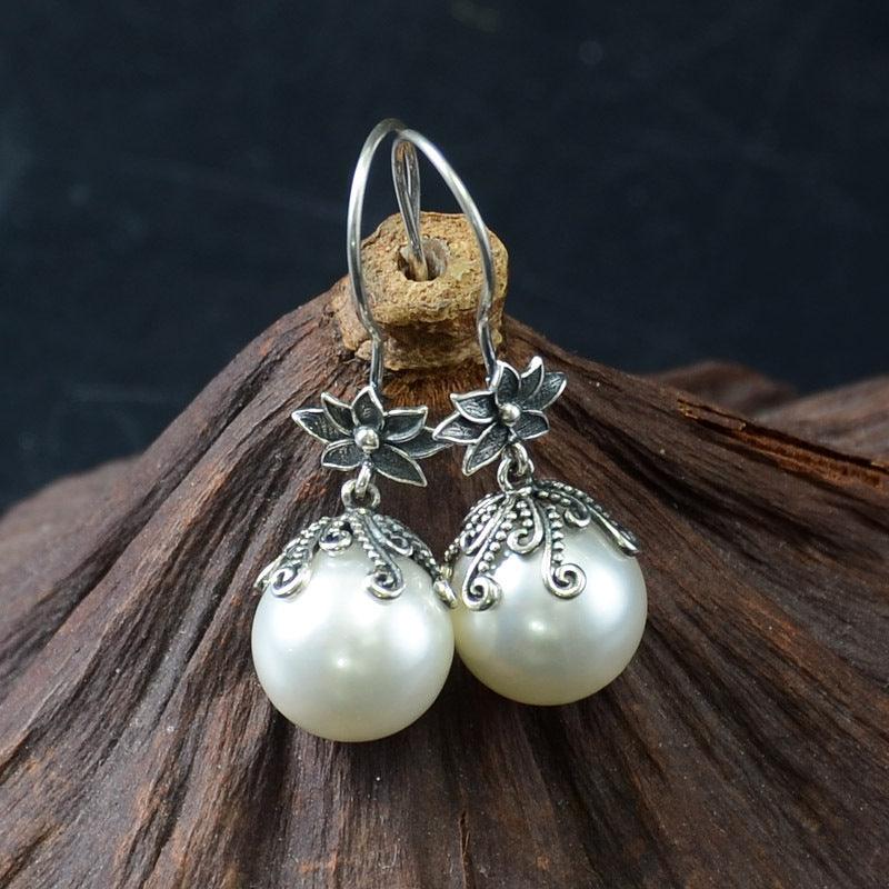 Temperament Handmade 925 Silver Pearl Earrings