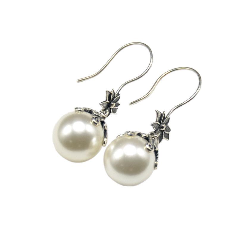 Temperament Handmade 925 Silver Pearl Earrings