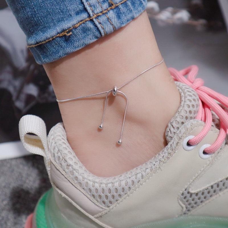 Minimalist Forest Style Wild Snake Bone Chain Adjustable Tassel Anklet