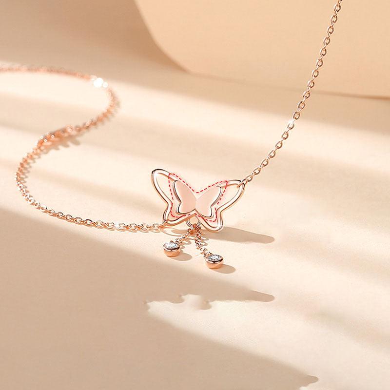 Butterfly Anklet Female Sterling Silver New Fashion Ins Forest Net Red Does Not Fade Valentine'S Day Gift For Girlfriend