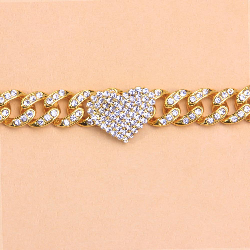 Diamond Heart Shaped Cuban Anklet Fashion Trend New Anklet