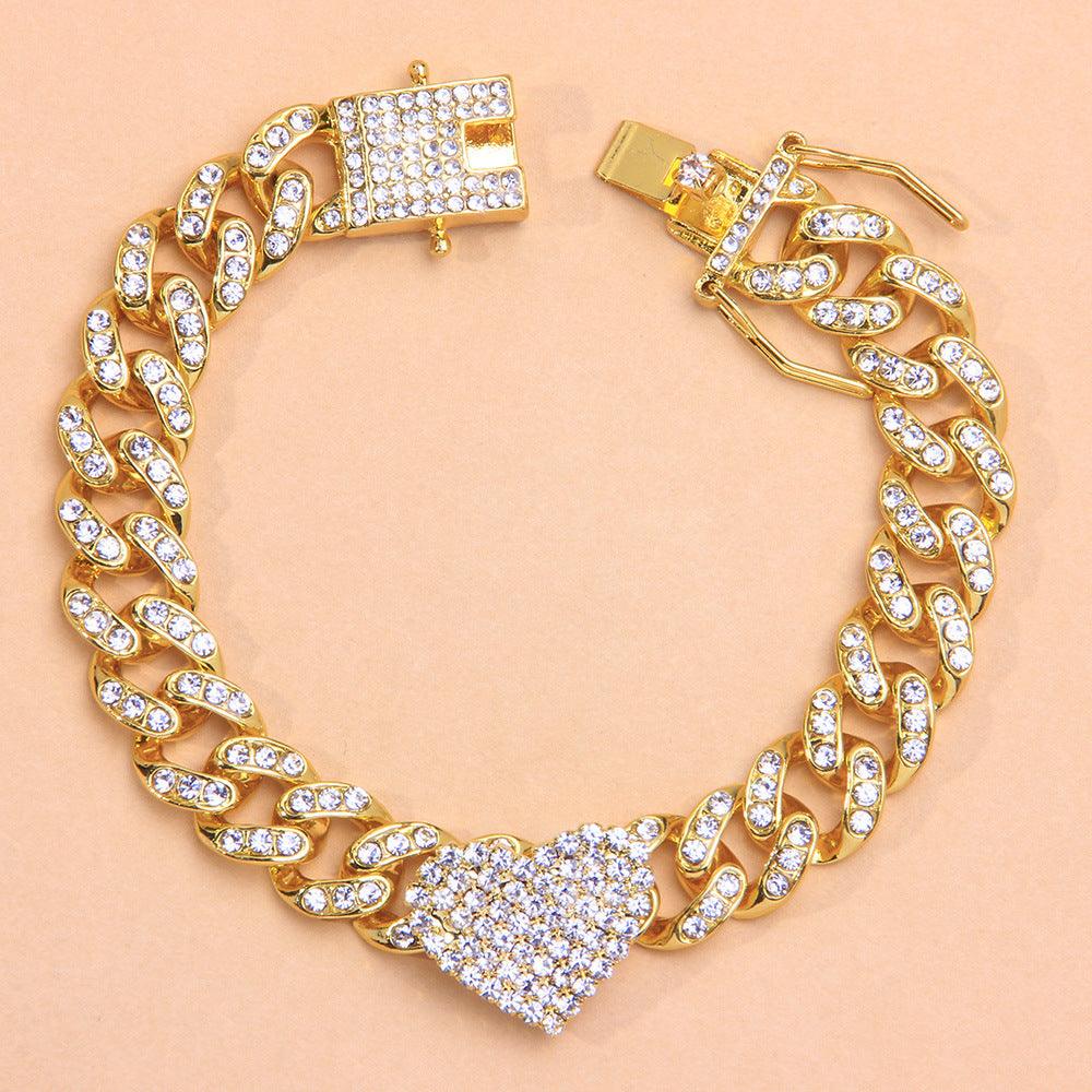 Diamond Heart Shaped Cuban Anklet Fashion Trend New Anklet