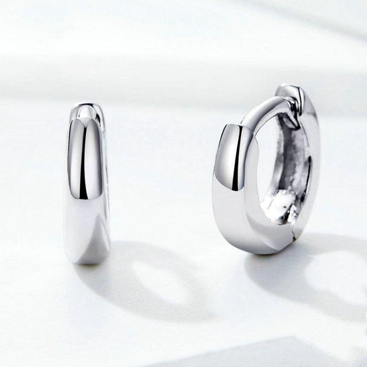 Bamoer 925 Sterling Silver Shiny Small Hoop Earrings