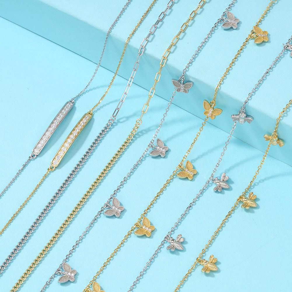 All-match Inlaid Zircon Single Row Anklet