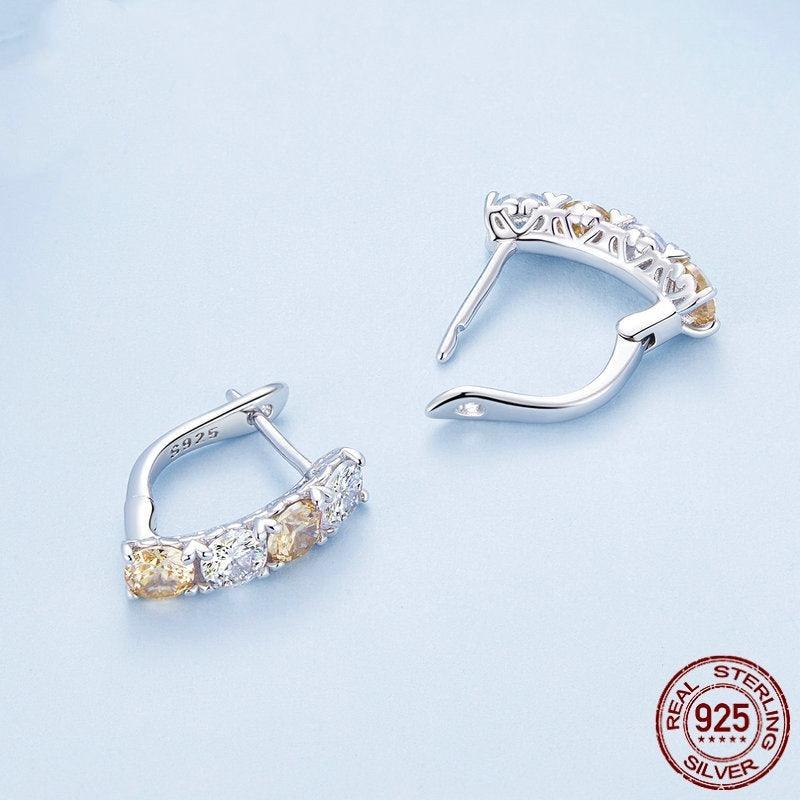 Sterling Silver Earrings Luxury Ear Clip Platinum-plated