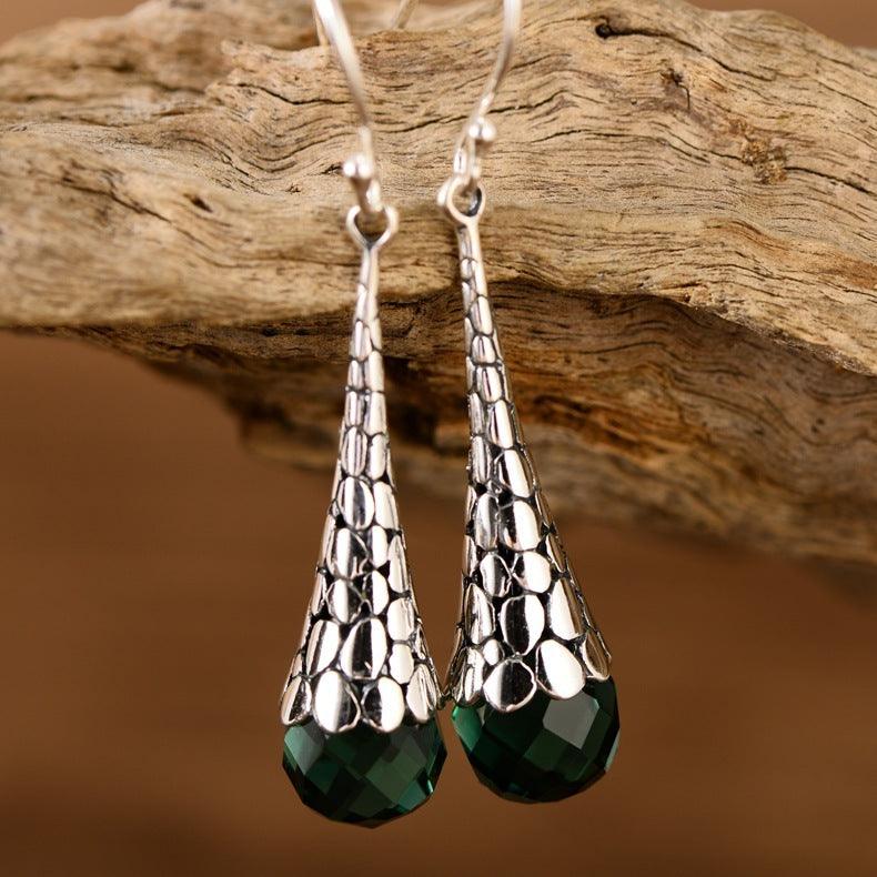 S925 Sterling Silver Drop Earrings With Retro Temperament