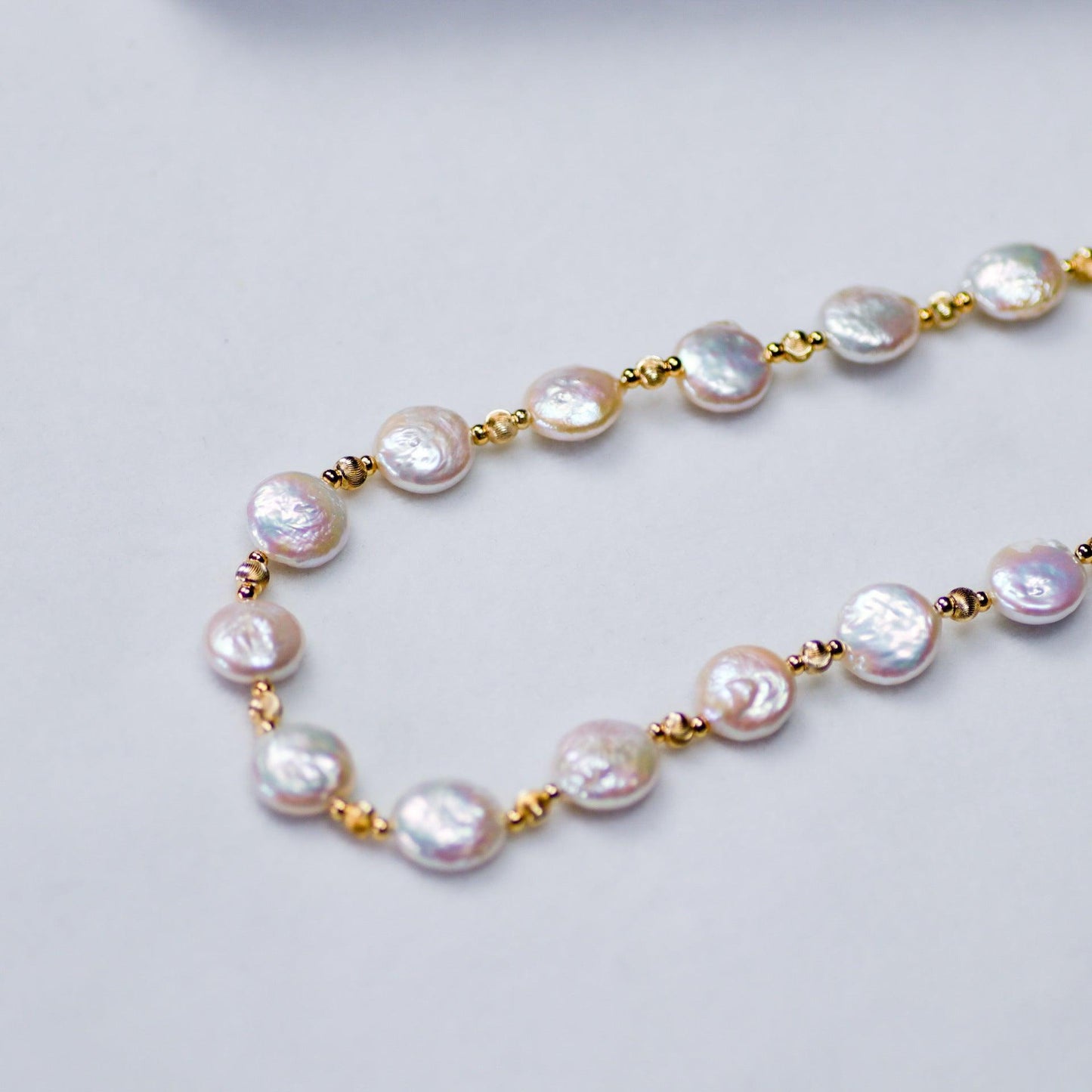 Shaped Baroque Freshwater Pearl 12-13mm Button Necklace