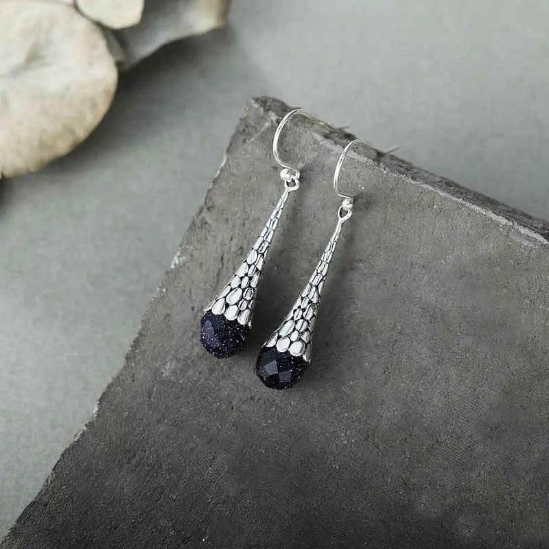 S925 Sterling Silver Drop Earrings With Retro Temperament