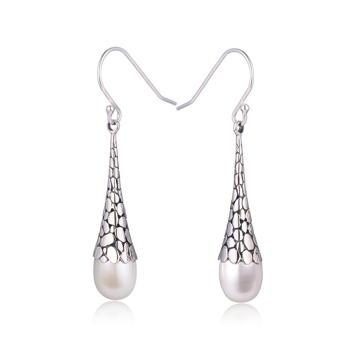 S925 Sterling Silver Drop Earrings With Retro Temperament