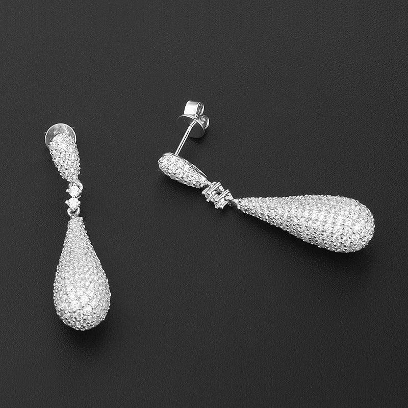 Long 925 Silver Water Drop-shaped Earrings