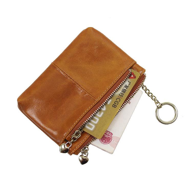 Women's Wallet Short Leather Korean Retro Waxed Leather Wallet