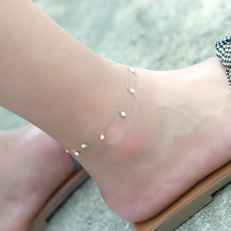 Natural freshwater pearl anklet