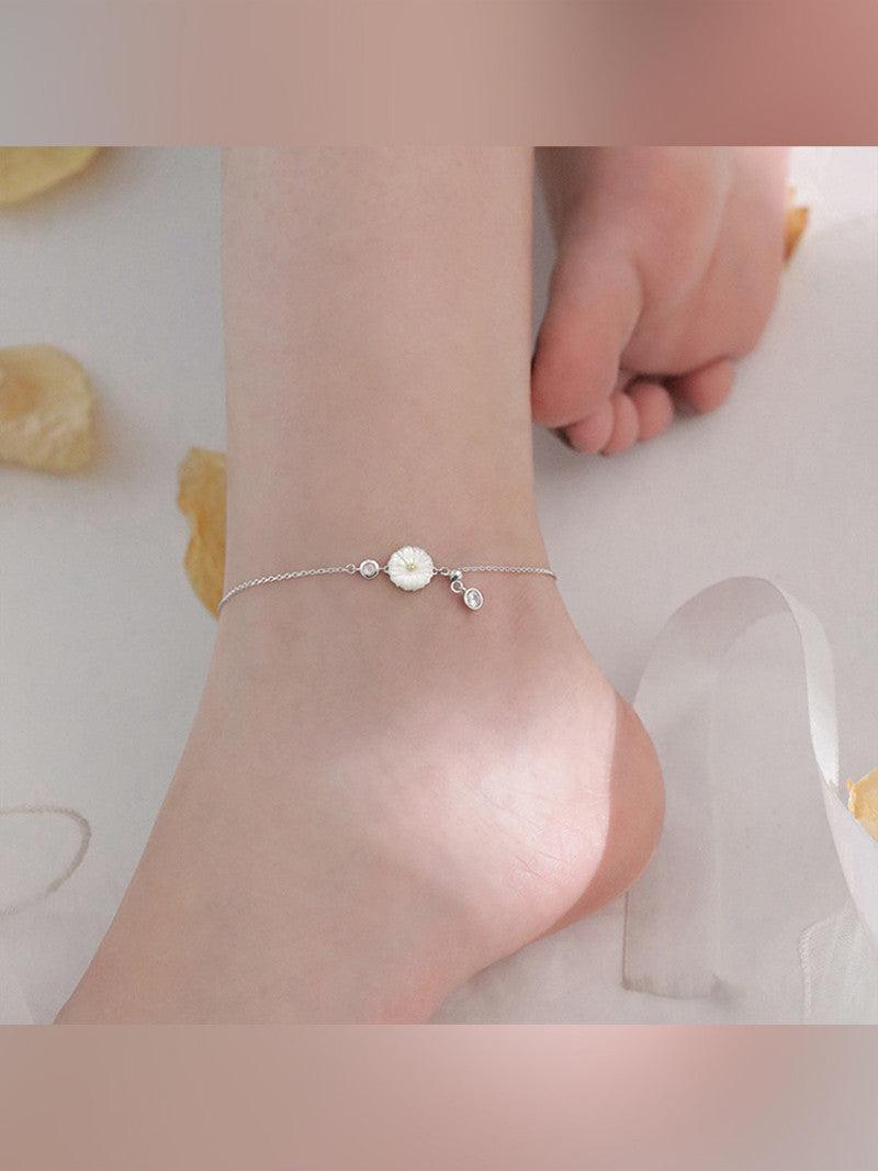 Sweet White Shell Daisy Anklet Bracelet Women