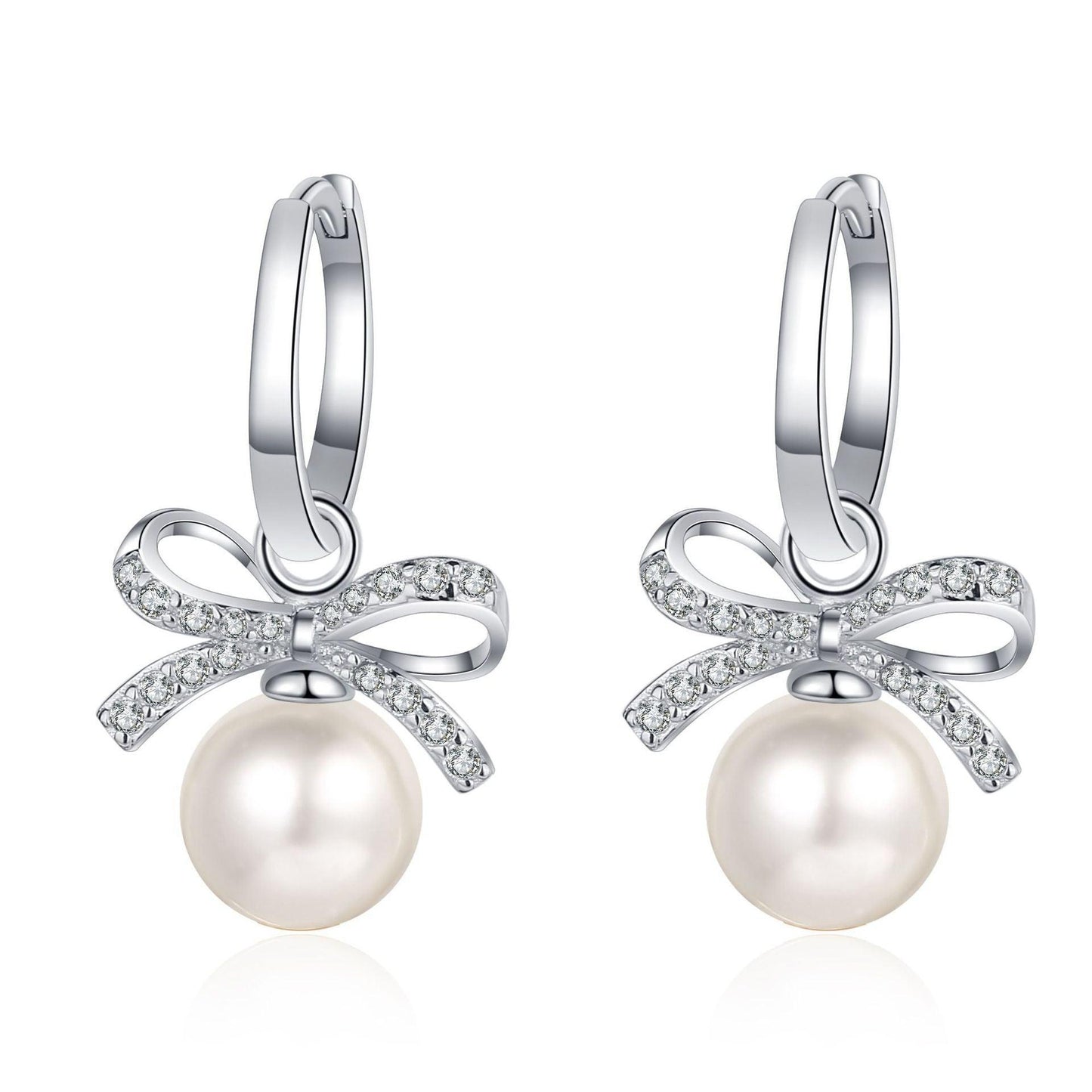 Sterling Silver Freshwater Pearl Moissanite Earrings