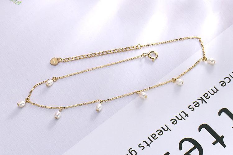 Natural freshwater pearl anklet