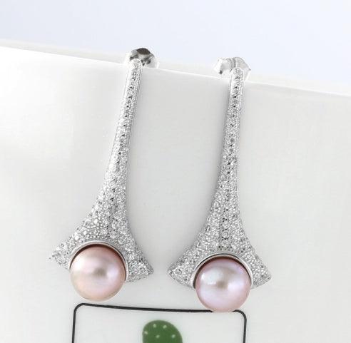 Natural Pearl Earrings Pure Silver Women's Earrings