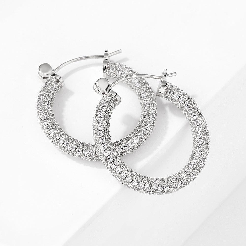 Earrings Femininity Full Of Zircon Hoop Earrings