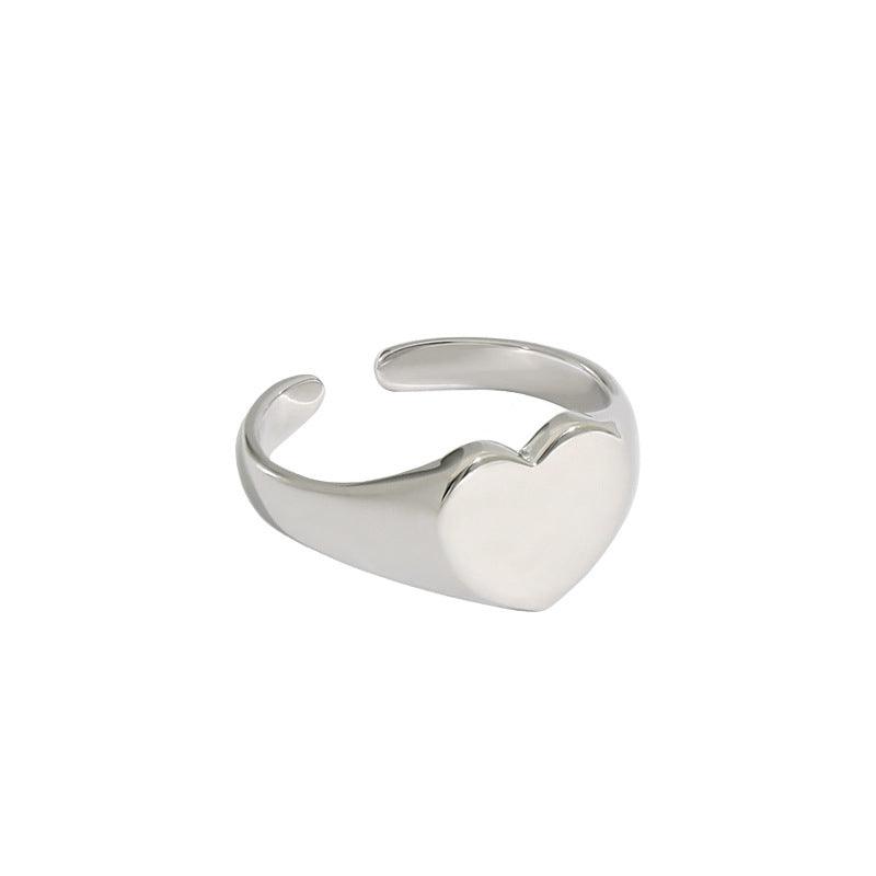 Sterling Silver Temperamental Minimalist All-match Heart-shaped Ring