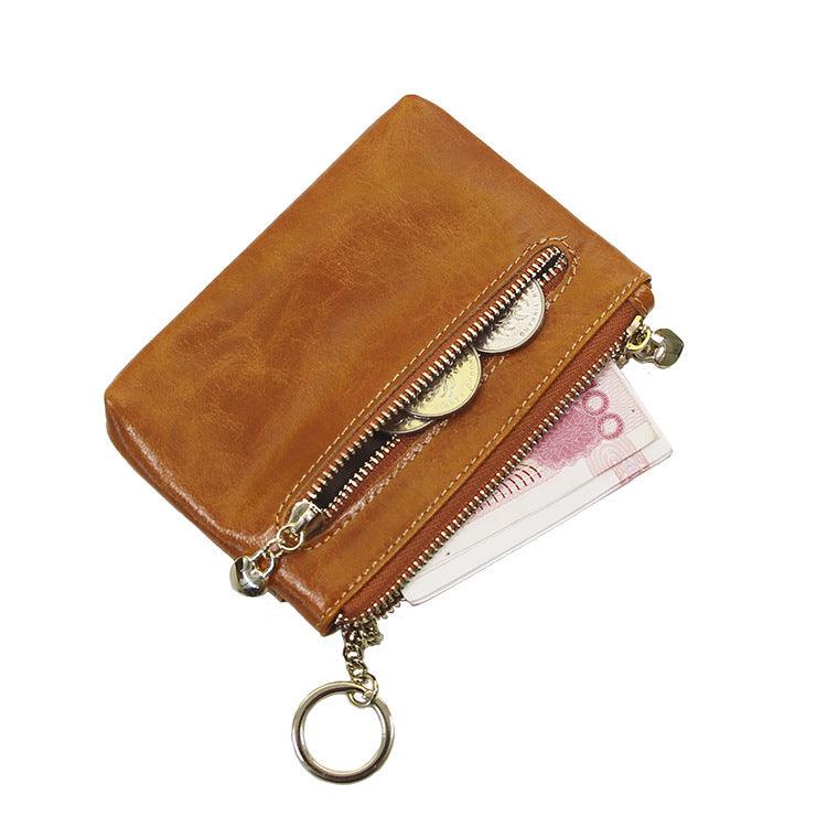 Women's Wallet Short Leather Korean Retro Waxed Leather Wallet