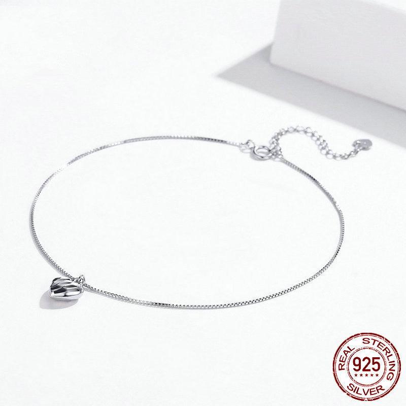 Girls' Sterling Silver Anklet With Platinum Plated Love