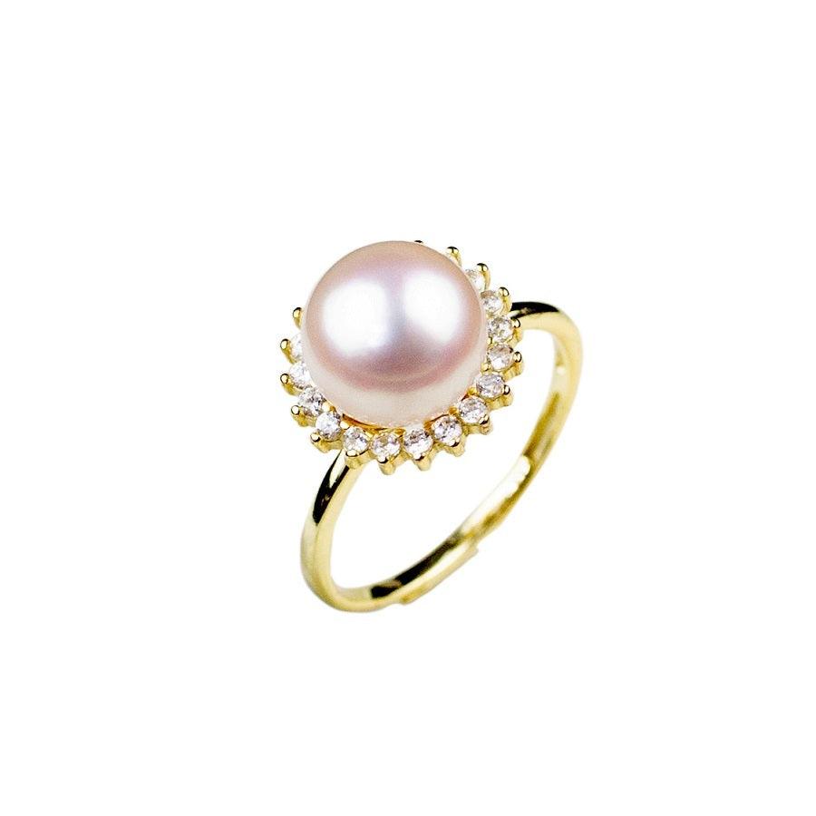 Sunflower S925 mirror bright light pearl ring