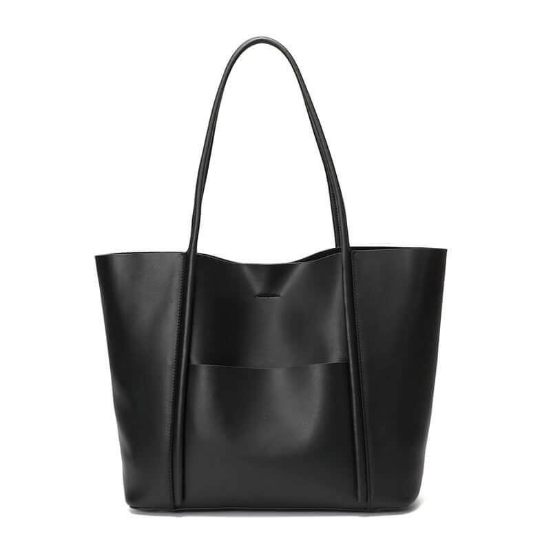 Hochwertiger Leder-Shopper für Damen in Schwarz, Milchtee und Sandbeige – Luxuriös und geräumig.