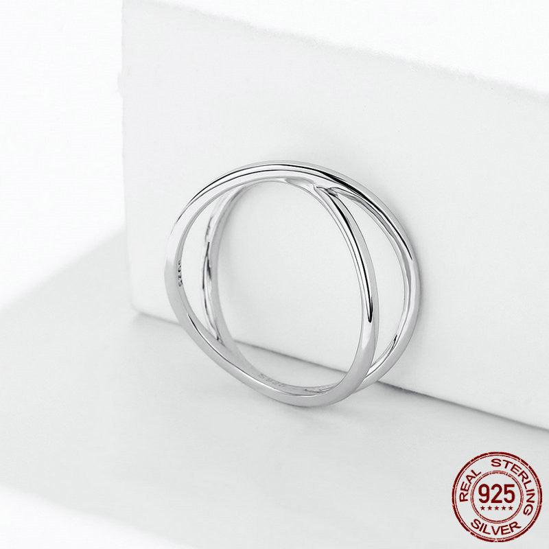 Cross ring sterling silver s925 platinum-plated silver ring