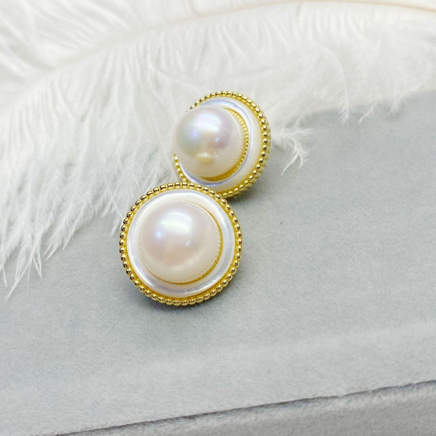 S925 Silver Inlaid Tian Natural Freshwater Pearl Earrings