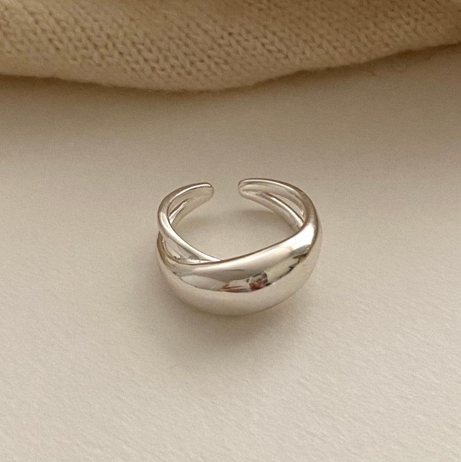 925 Sterling Silver Large Curved Ring