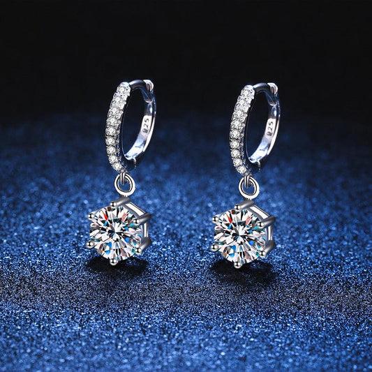 Six-claw Earrings Moissanite Earrings D Color Moissanite Earrings For Women