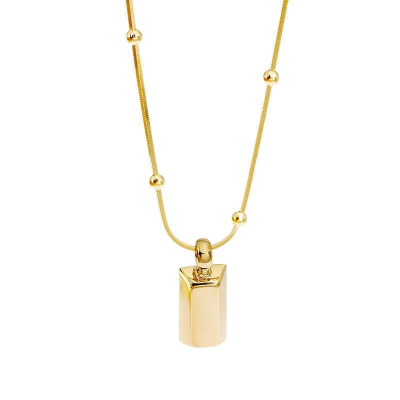 925 Sterling Silver Gold Plated Gold Brick Pendant Necklace