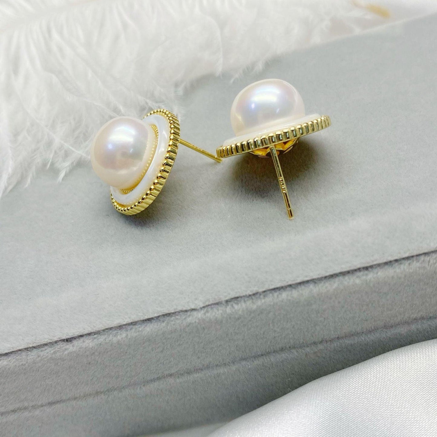 S925 Silver Inlaid Tian Natural Freshwater Pearl Earrings