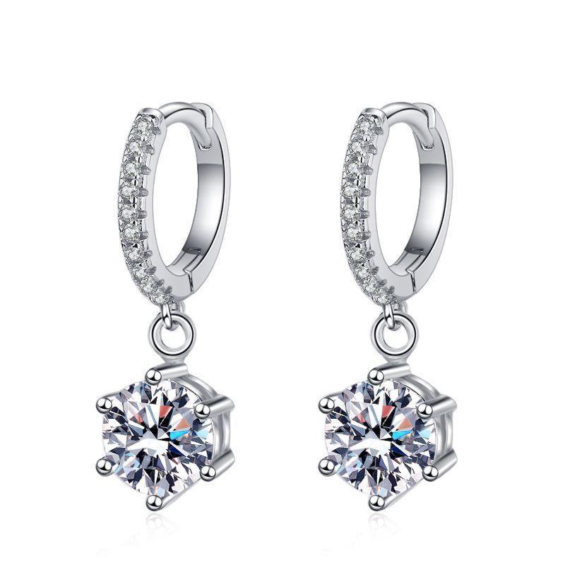 Six-claw Earrings Moissanite Earrings D Color Moissanite Earrings For Women