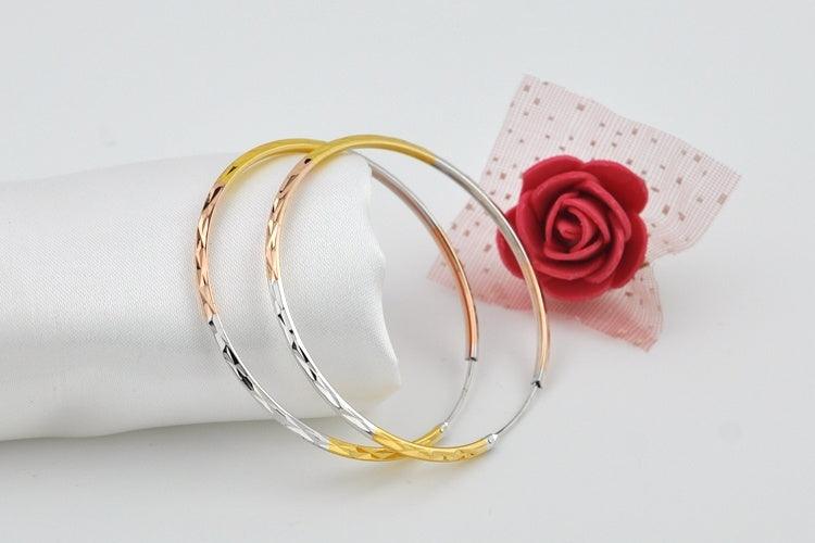 Tri-color Silver Earrings Female 925 Sterling Silver Color Gold-plated Ear Hoop Earrings