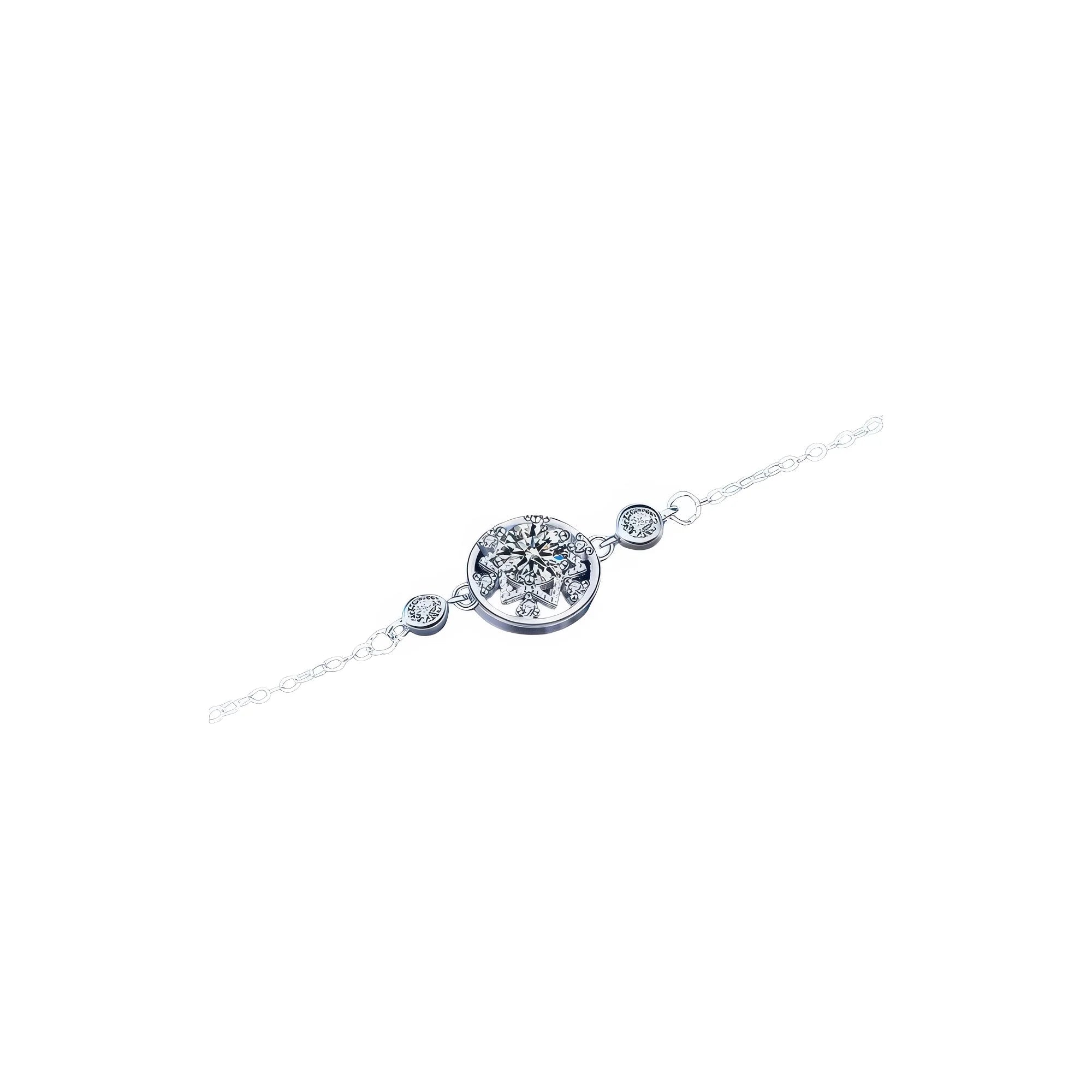 Detailansicht des 925 Silberarmbands – hochwertiger Moissanite Diamant, fein eingefasst, maximale Strahlkraft