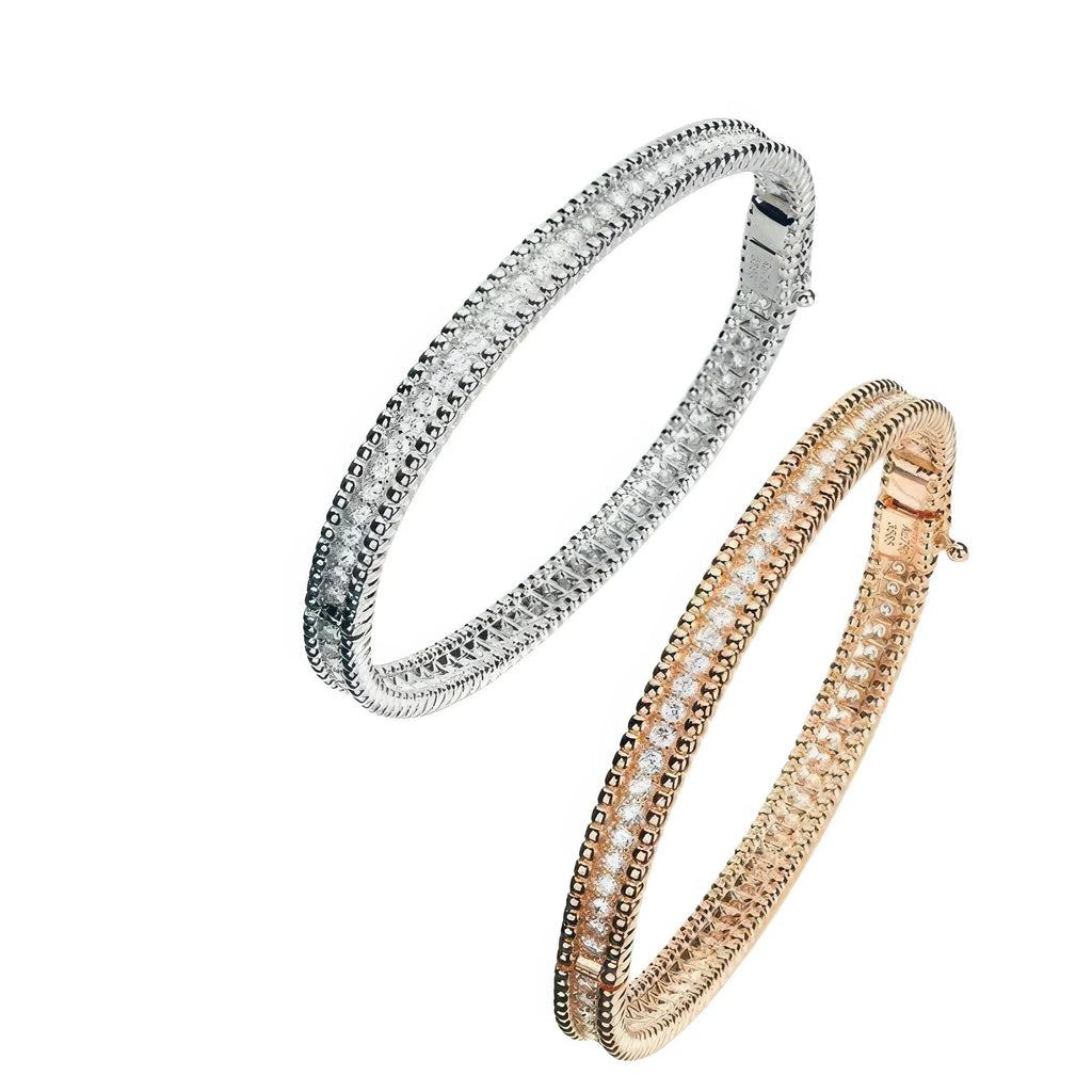 Elegantes 925 Silber Armband Set – Silber- und Roségold-Version, hochwertiger Zirkonia-Besatz für strahlende Momente