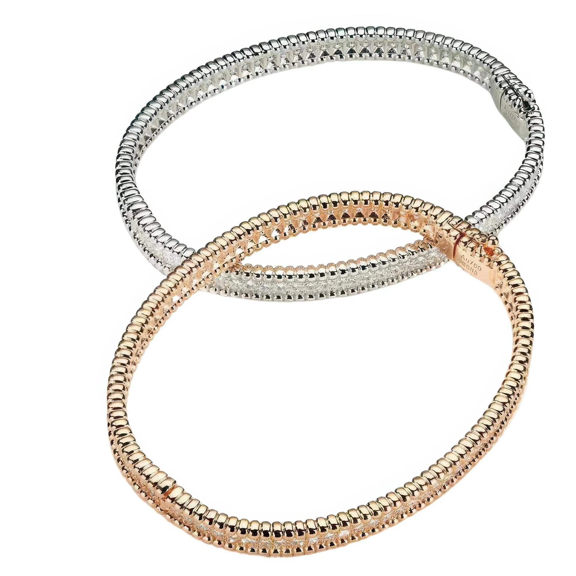 925 Silber und Roségold Armband – stilvolles Zusammenspiel aus Struktur, Funkeln und moderner Eleganz