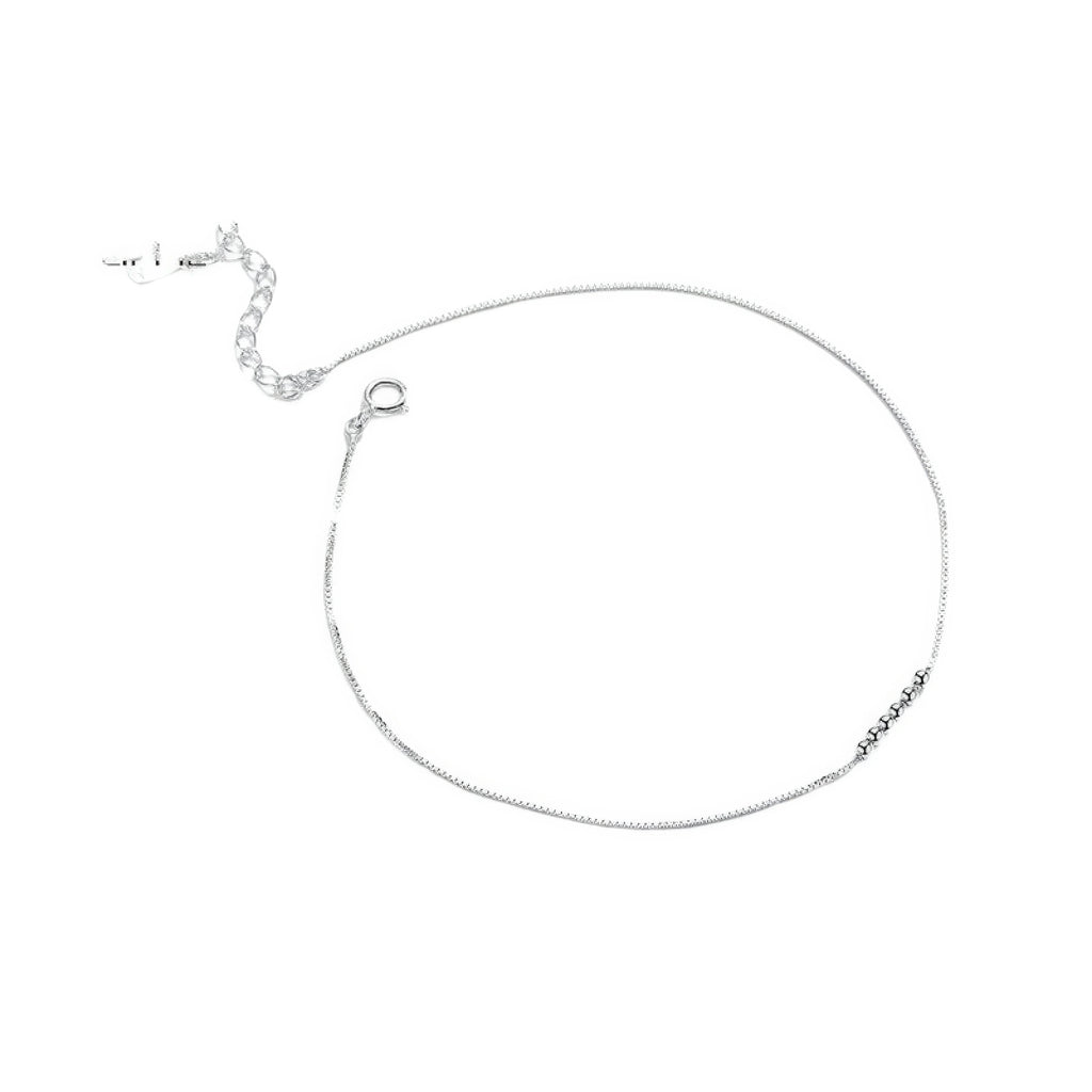 Damen Fusskettchen 925 Silber – Kugelkette minimalistisch und sachlich