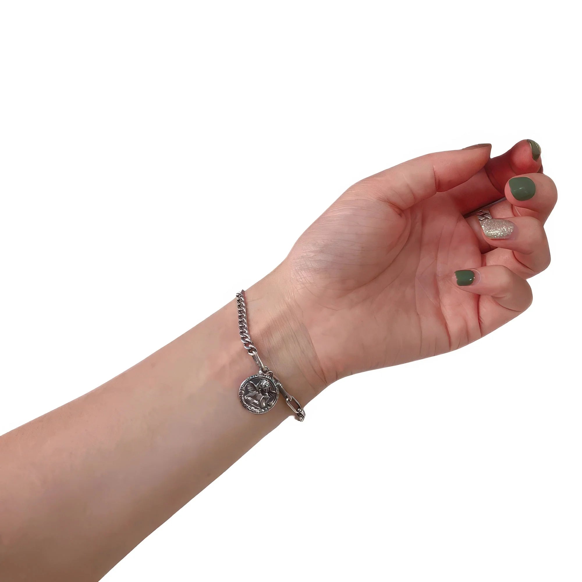 925 Silber Armband – feine Gliederkette mit Engel-Symbol, urbaner Spirit, emotionales Design