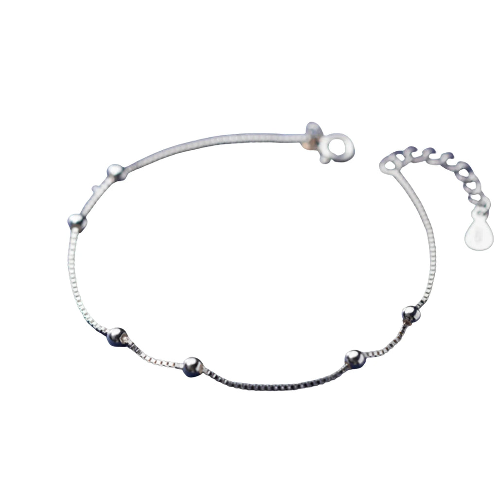 Feines 925 Sterling Silber Armband – minimalistische Kettenstruktur mit kleinen Kugeln, elegant und vielseitig kombinierbar