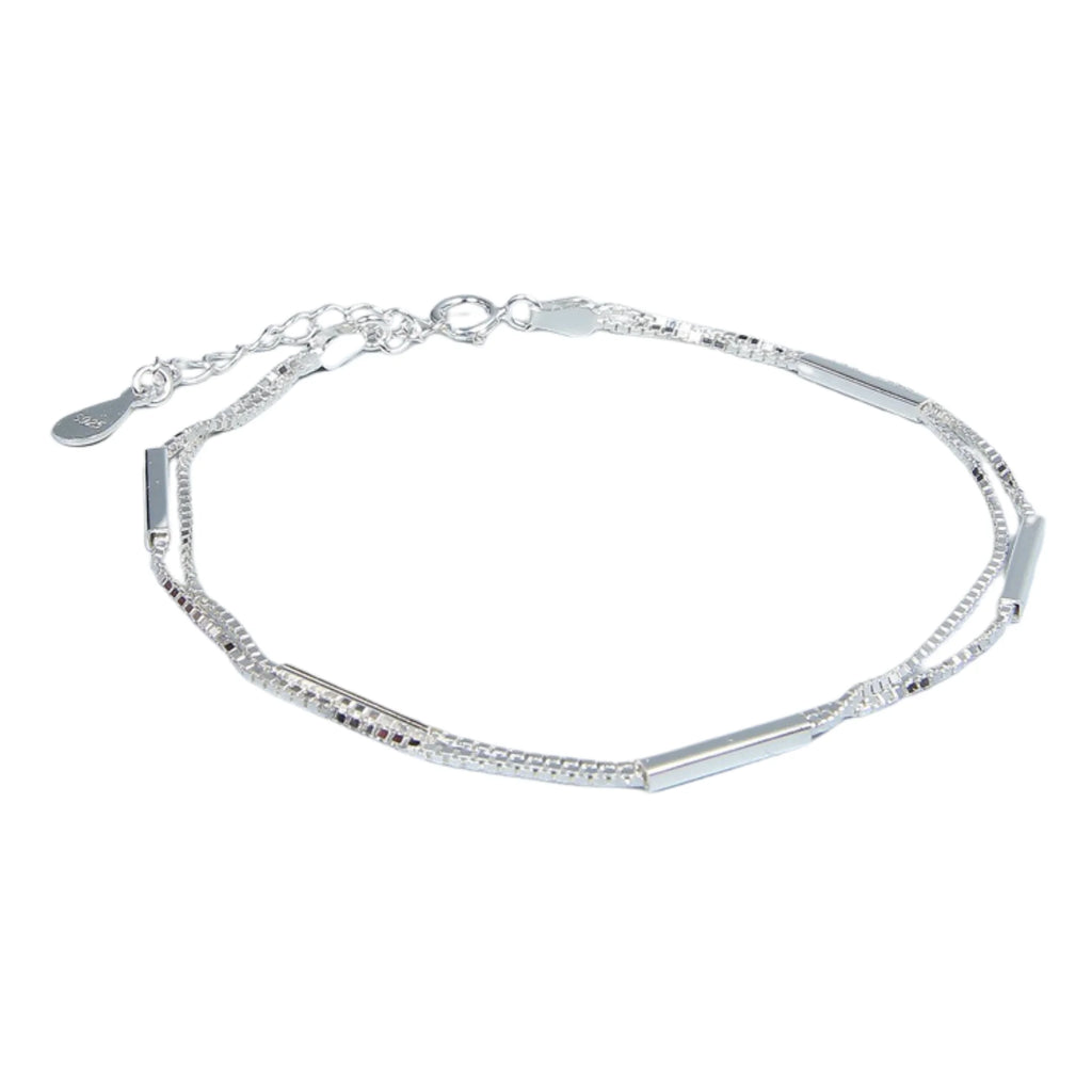 Feines 925 Silber Armband – filigrane Stäbchenstruktur und polierte Oberfläche, elegantes Accessoire für Alltag und Business