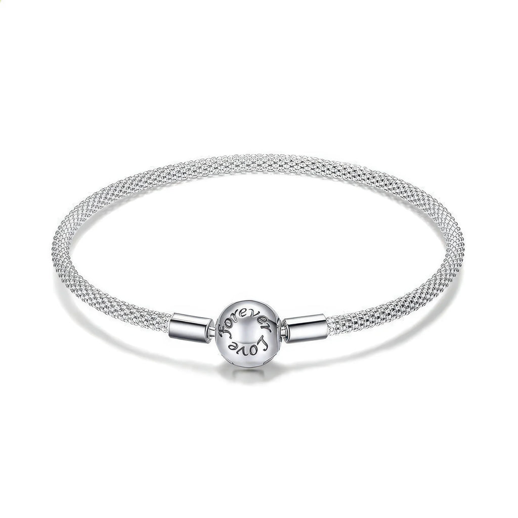 Feines 925 Silberarmband – Forever Love Gravur, zarte Struktur, Zeichen für ewige Verbundenheit und Zuneigung