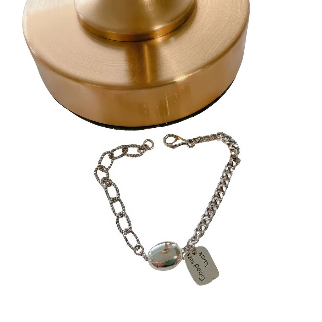 Handgefertigtes 925 Silber Glücksarmband – Krone und Good Luck Tag, elegante Ausstrahlung für Glücksmomente